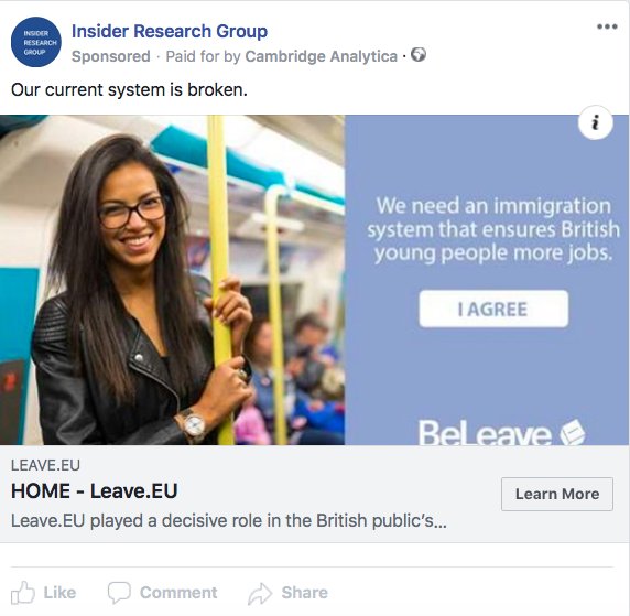 Facebook Ad Library: Only 3 “Brexit” ads for whole month. Yeah, right!