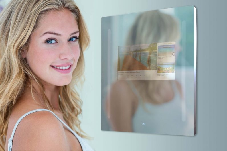 Someone embedded an Android tablet in a mirror, because 2019