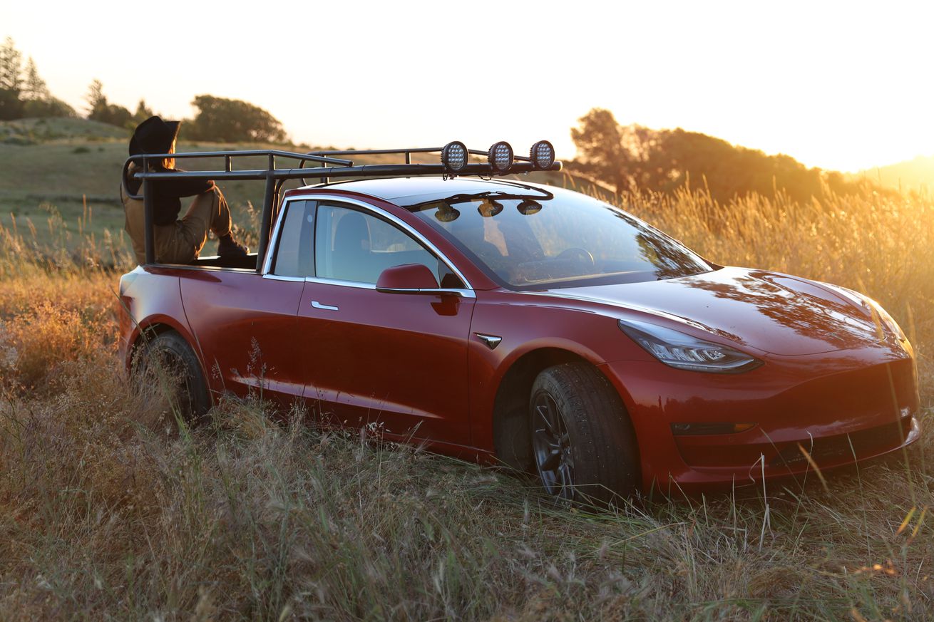 YouTuber Simone Giertz transformed a Tesla Model 3 into a pickup truck