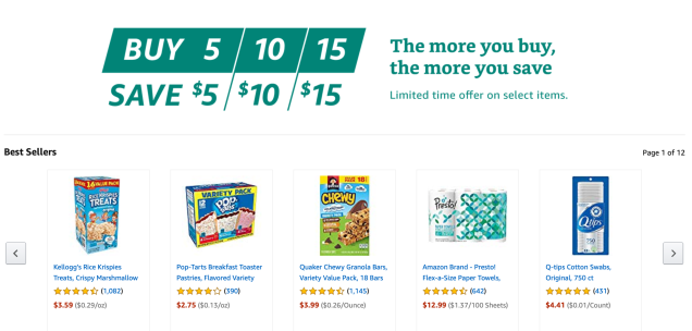 Skip the Grocery Store and Save Up to $5, $10, or $15 On a Prime Pantry Order