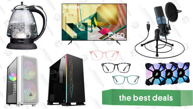 Sunday's Best Deals: Samsung 82-Inch QLED 4K TV, Capresso H20 Plus Kettle, Tonor Condenser Mic, Blue Light Glasses, RGB PC Tower Cases, and More