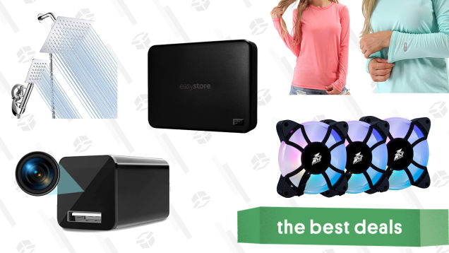 Saturday's Best Deals: WD 4TB External Drive, Rainfall Shower Head & Handheld Combo, Hidden USB Charger Camera, 3-Pack RGB Case Fans With Remote, Sun Protection UPF 50+ Tops, and More
