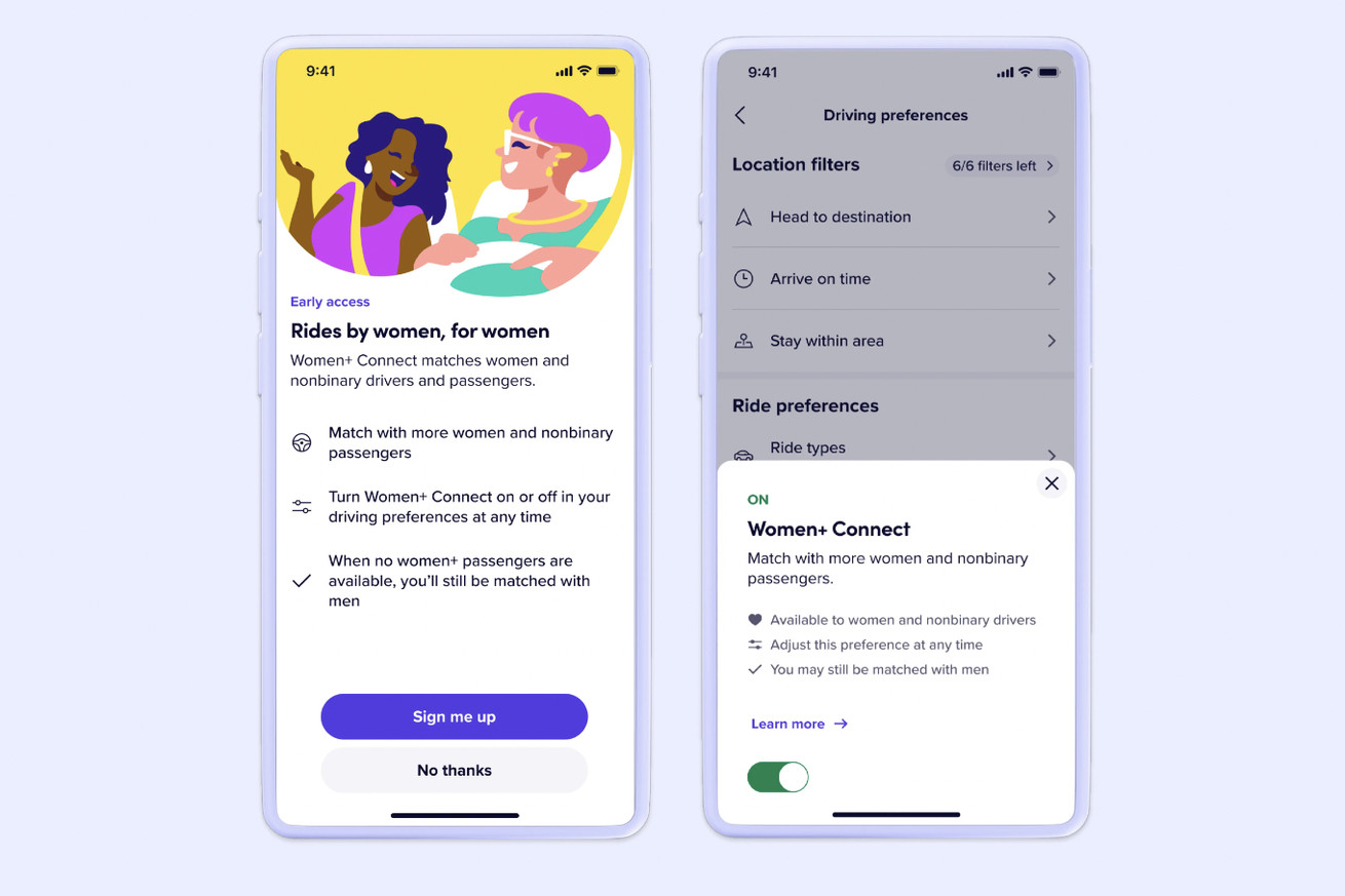 Lyft’s feature that matches women and nonbinary riders and drivers now available nationwide