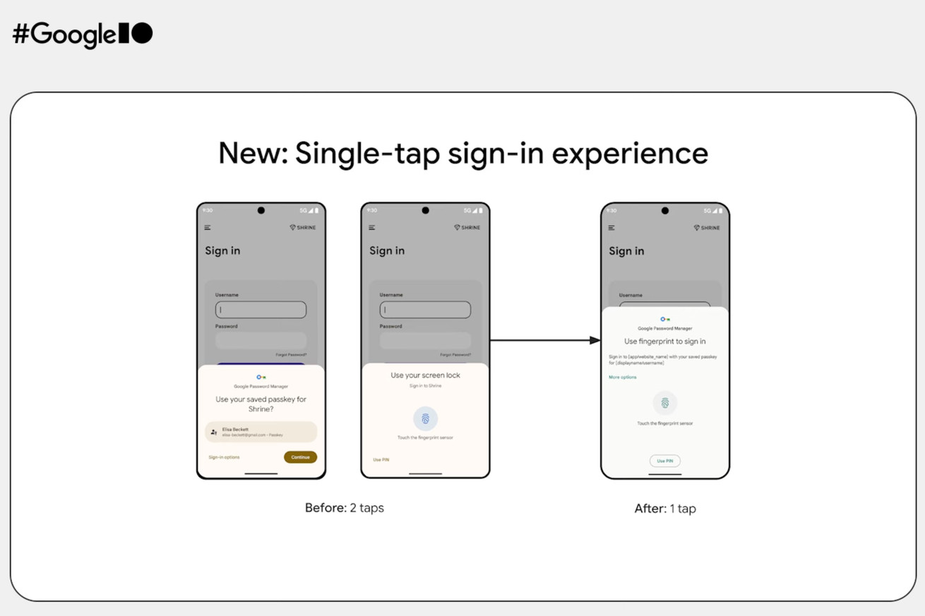 Single-tap passkeys are coming to Android 15