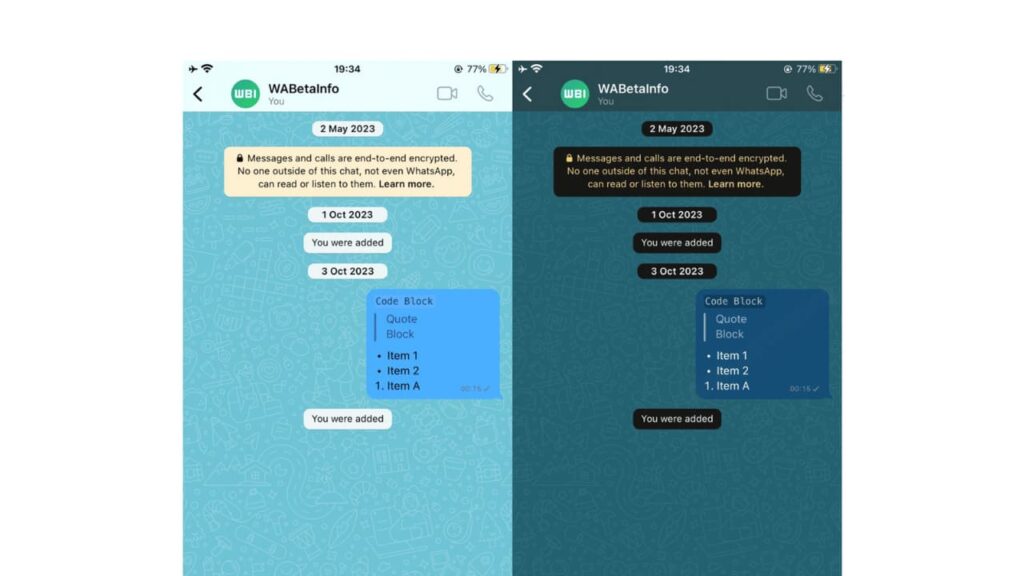 WhatsApp Testing Customizing Color Themes For Chat bubbles