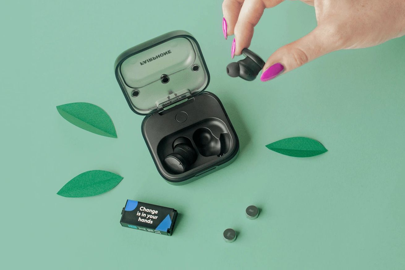 The Fairbuds noise-canceling earbuds have an easily swappable battery