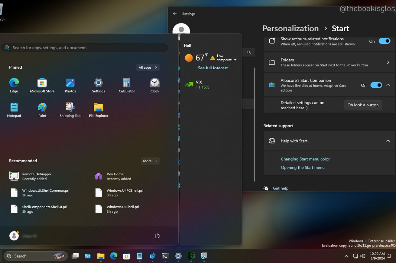 Microsoft is testing a new Windows 11 Start menu with floating widgets